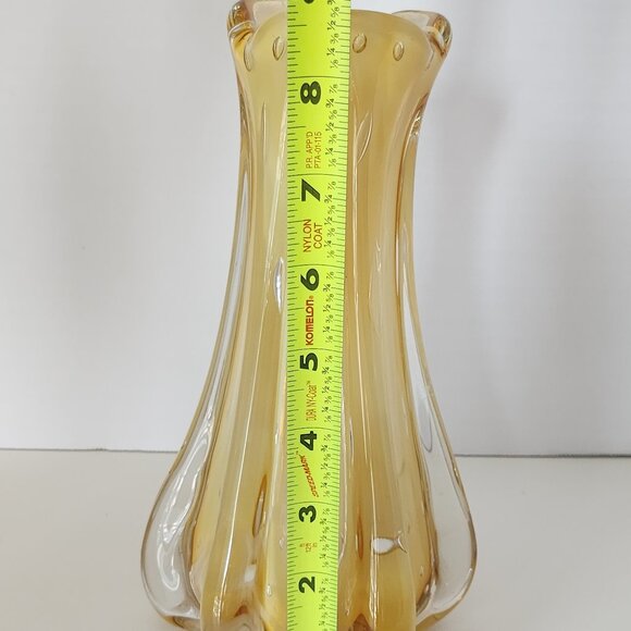 MURANO Italy Art Glass Yellow Opaline Vase Controlled Bubble Vintage 8.25" - Picture 7 of 12